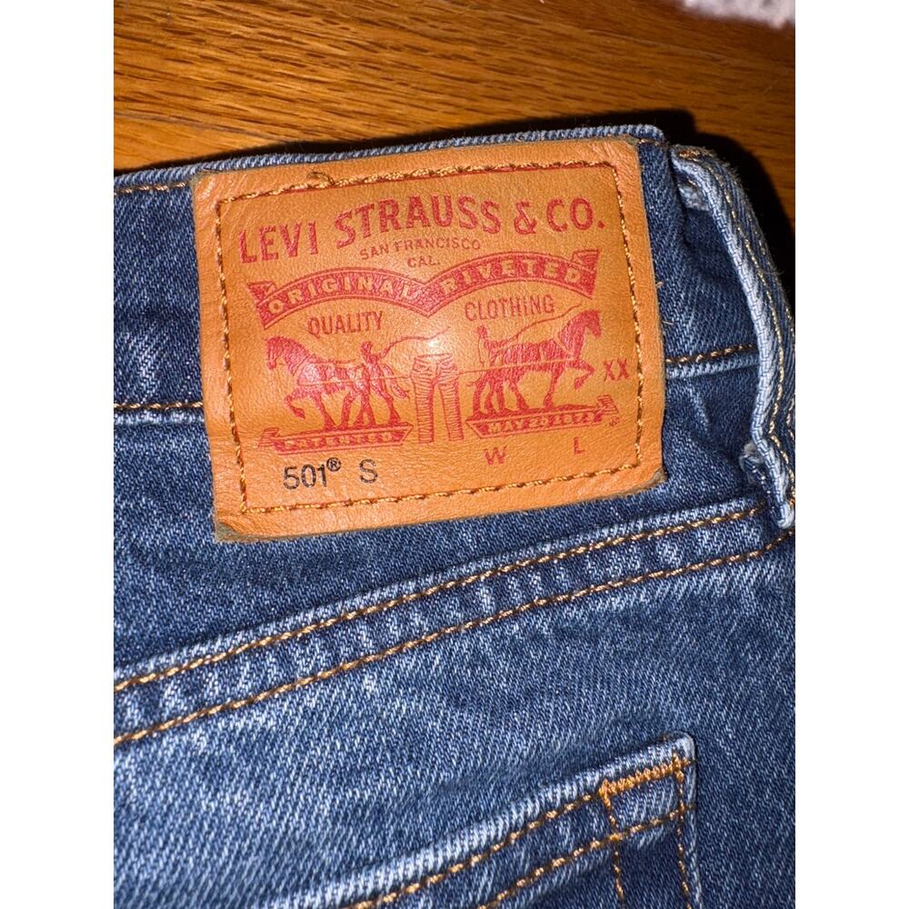 Levi's 501® S Vintage Blue Jeans – Raw Hem Distressed Straight Fit 36x30